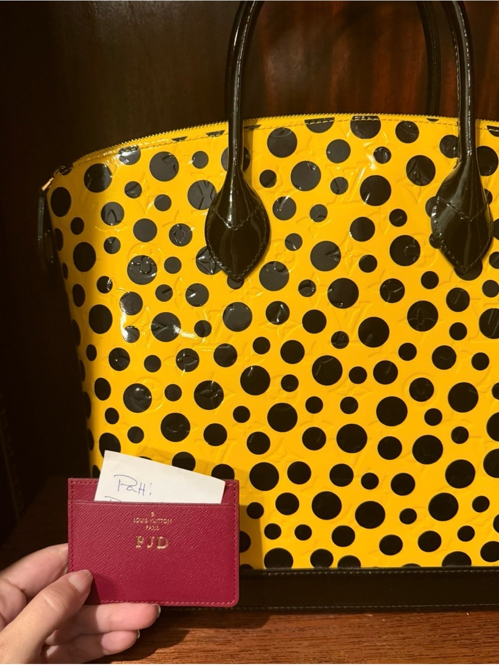 Louis Vuitton Yayoi Kusama Yellow and Black Polka Dot Patent Tote
